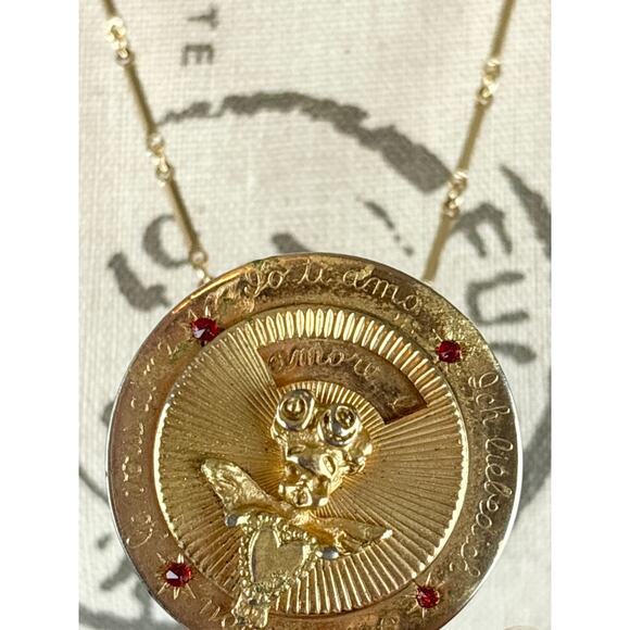 B11 Kramer I Love You Medallion Necklace Vintage Angel Heart Statement Celestial - Picture 9 of 13